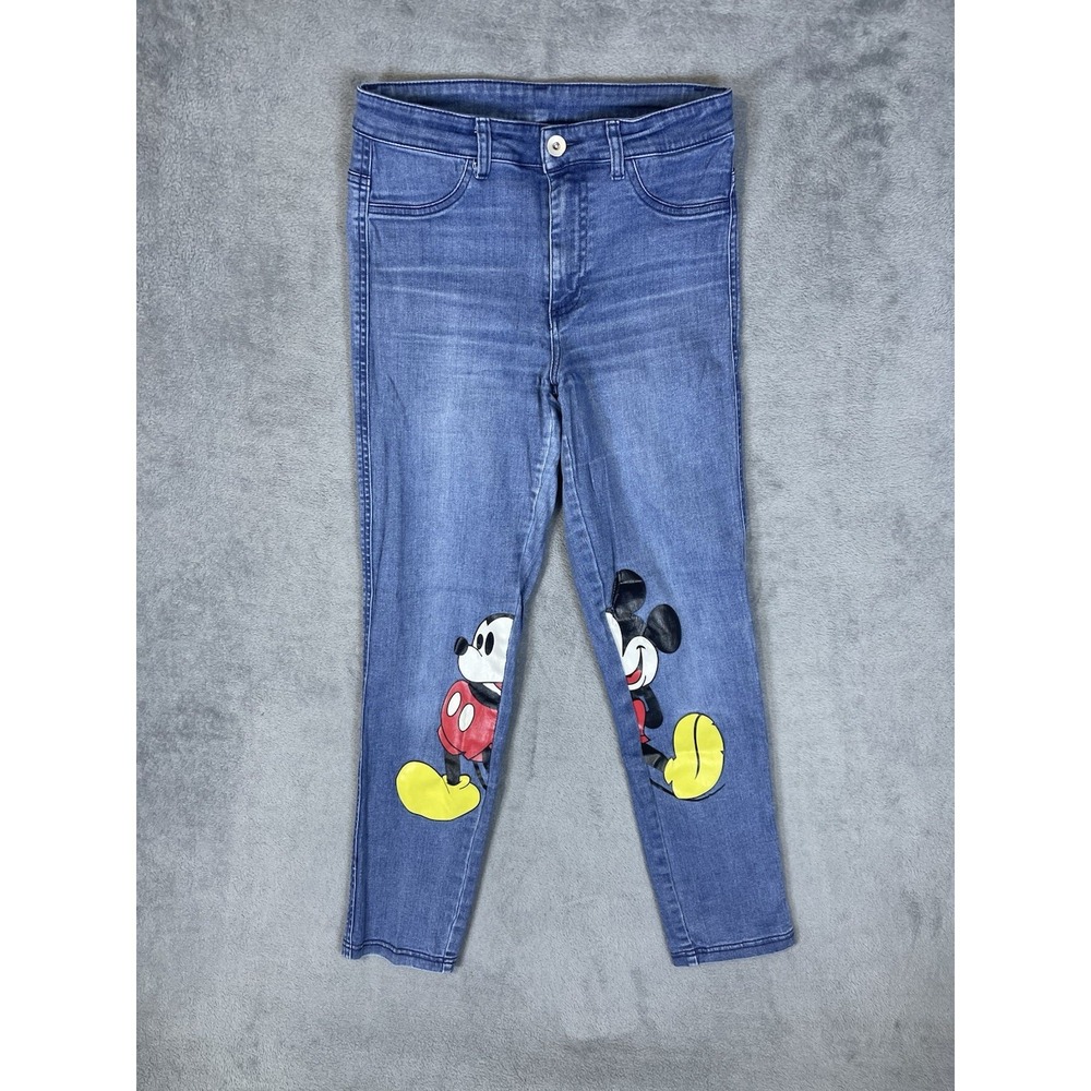 Calzedonia Jeans Womens 26x28 Blue Medium Wash Denim Disney Mickey Mouse Skinny